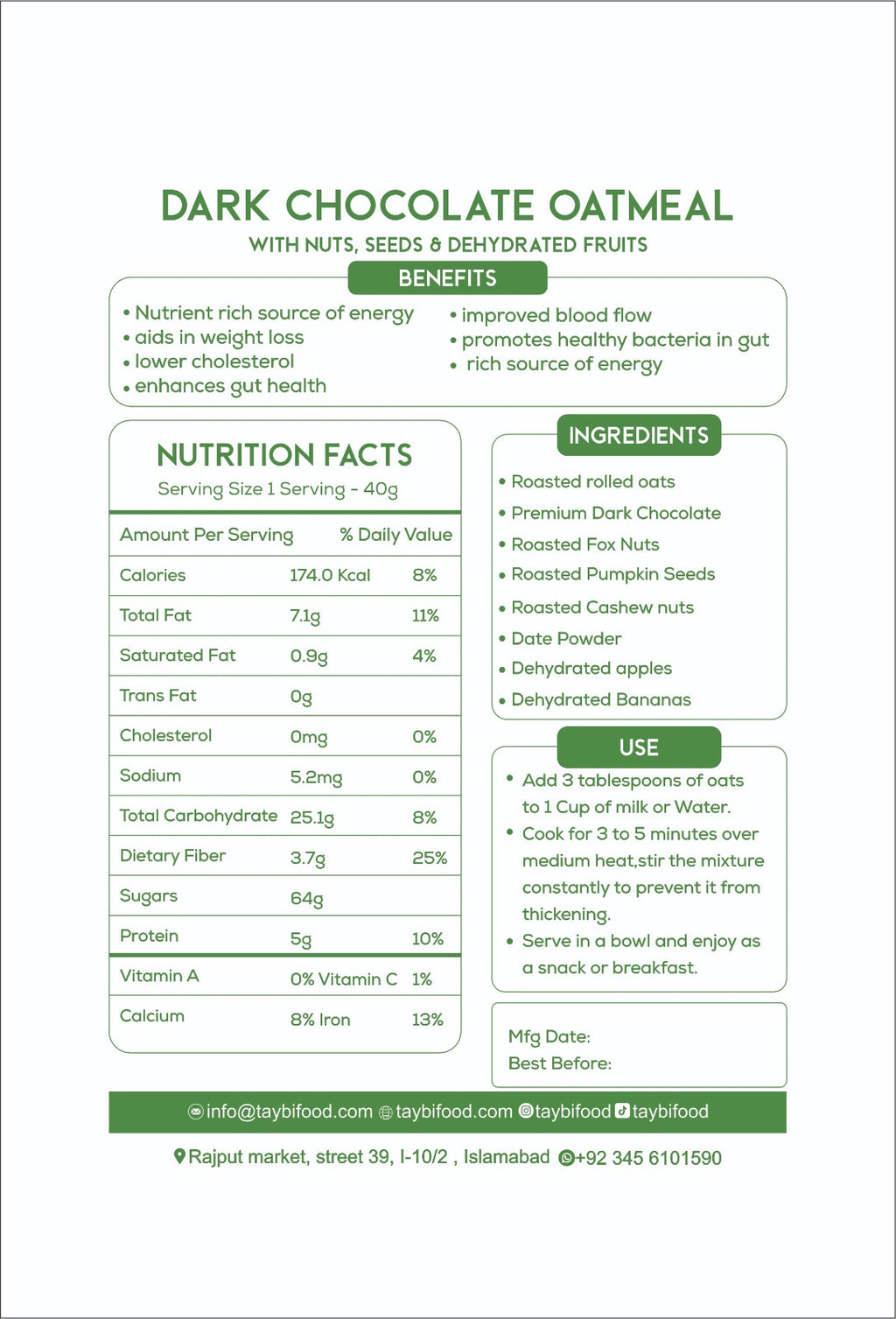 Dark Chocolate Oatmeal