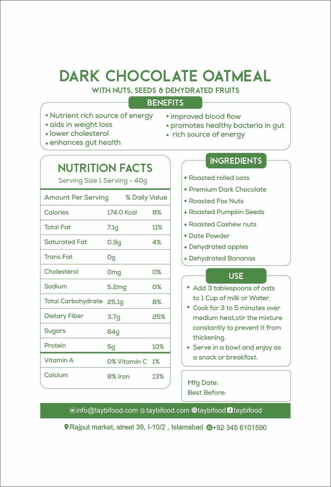 Dark Chocolate Oatmeal